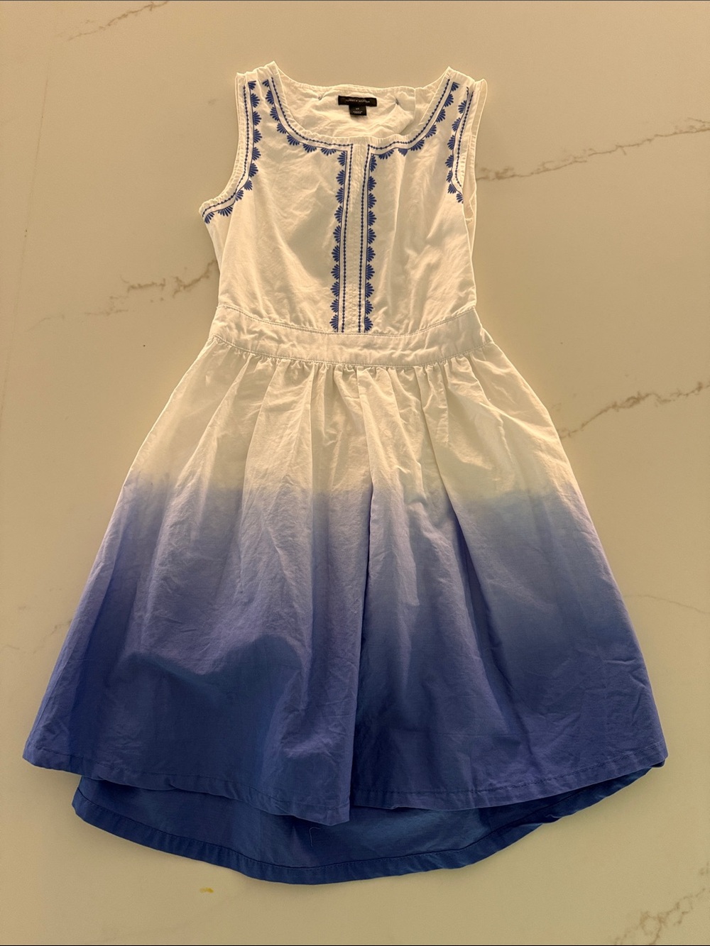 Tommy Hilfiger White and Blue Ombre Embroidered Girls Dress